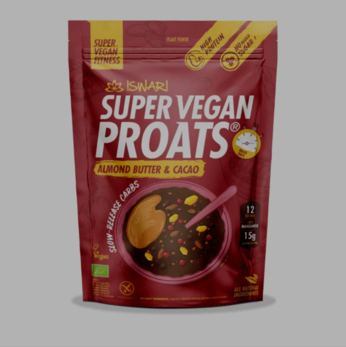 Iswari, BIO Super Vegan Proats, Almond Butter & Cacao, Gluten Free, 750g