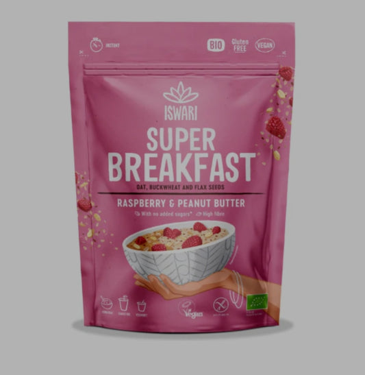 Iswari, BIO Super Breakfast, Raspberry & Peanut Butter, Gluten Free, 360g