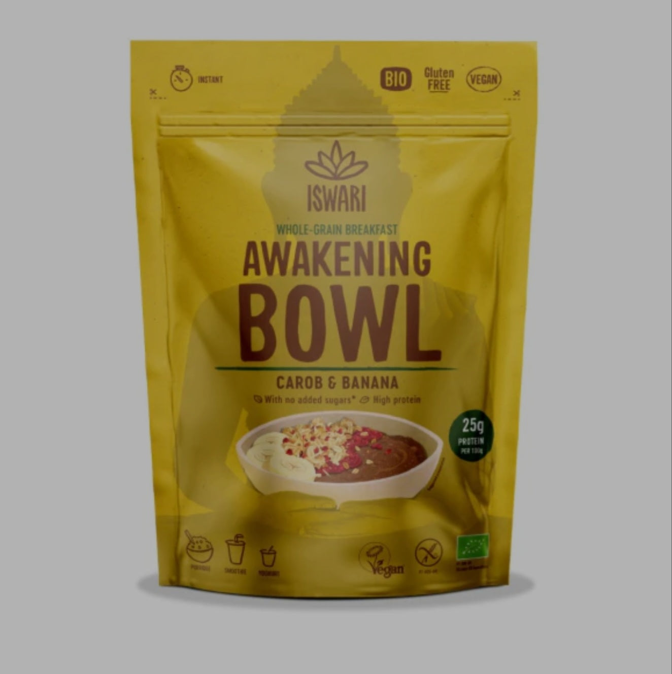 Iswari, BIO Awakening Bowl, Carob & Banana, Gluten Free, 360g